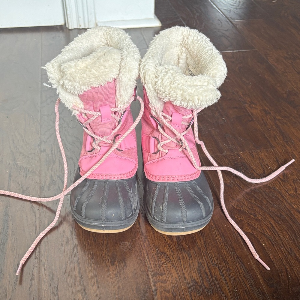 Cat & Jack Pink and Gray Kids Snow Boots
